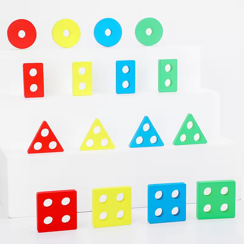 Geometric Wooden Column Children's Educational Toy Cognitive Building Blocks Matching Puzzle Jigsaw Game