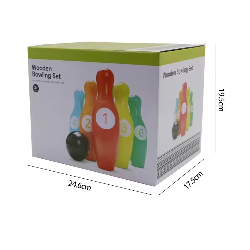 10 Colorful Wooden Bowling Pins and 2 Wooden Balls for Indoor & Outdoor Sports Bowling Games