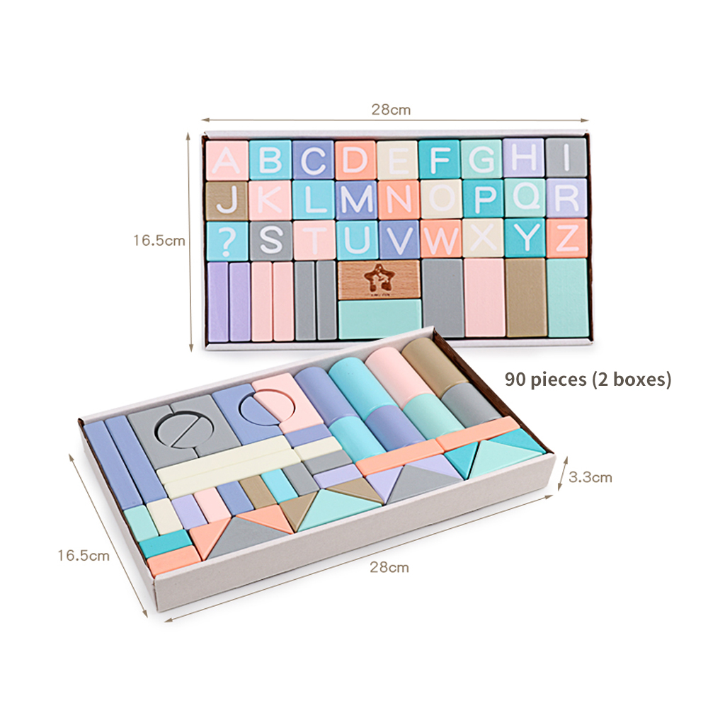 Kids Montessori Wood Block Toys Intelligence Toys Building Blocks Educational Toys Alphabet Letter Blocks Box