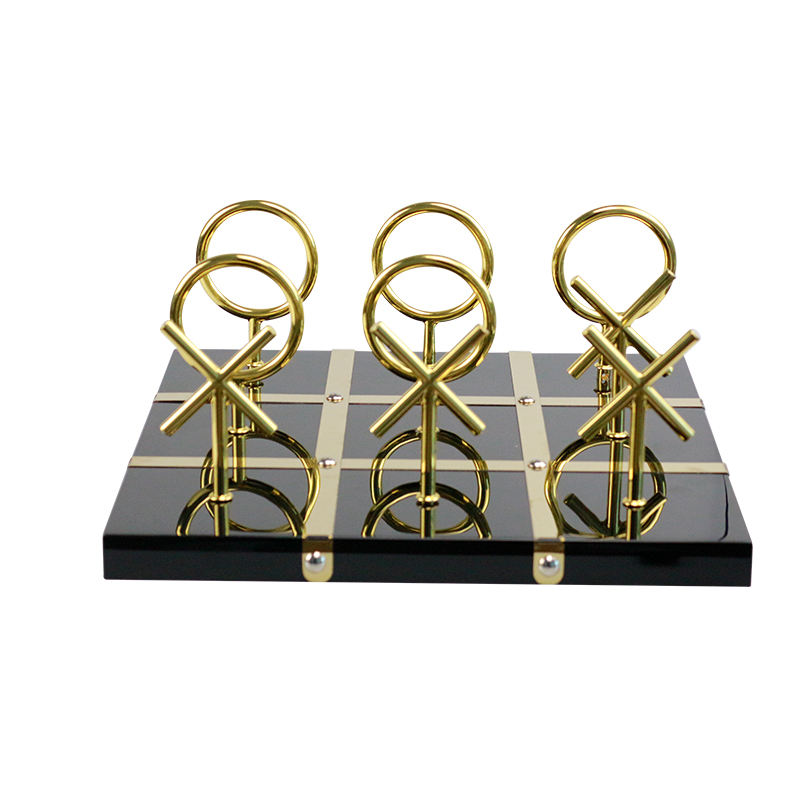  Custom Metal Tic Tac Toe Set Gold 13" x 13"