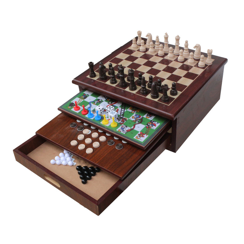 10 in 1 Board Game Set Travel-Friendly Family Games Backgammon Chinese Checkers Snakes and Ladders and More