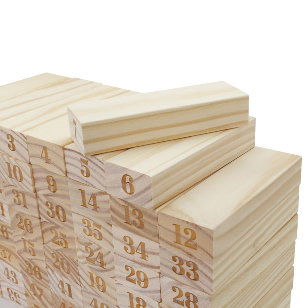 56PCS Giant Outdoor Tumbling Tower Game Set Customized Wooden Blocks Stacking With Numbers On Yard Game for Kids Adults.