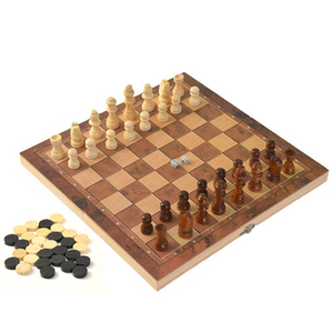  Chess Checkers Backgammon 3-in-1 Board Games Sets Lightweight Wooden Chess Sets Board Game