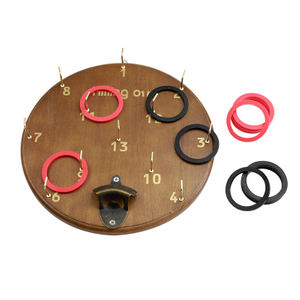Wooden Hookey Hook and Ring Toss Game Set Fun Game Wall Hanging Hook and Ring Game for Kids and Adults