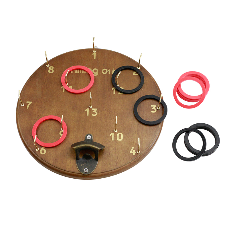 Wooden Hookey Hook and Ring Toss Game Set Fun Game Wall Hanging Hook and Ring Game for Kids and Adults
