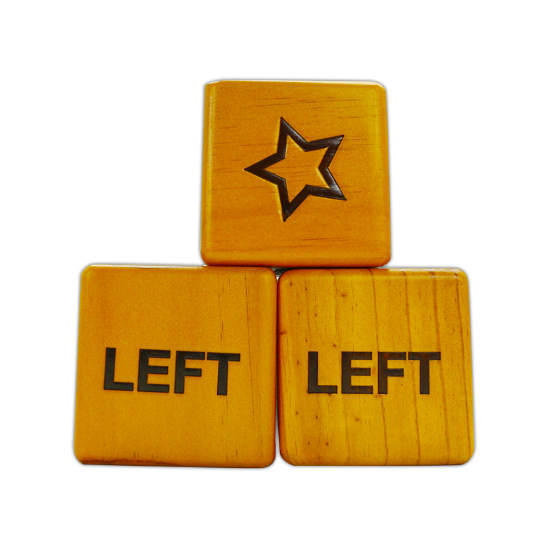 Giant Right Center Left Dice Game (All Weather) with 24 Large Chips & Carry Bag - Jumbo Wooden Lawn Game - Big Backyard Game for Family - Indoor / Outdoor