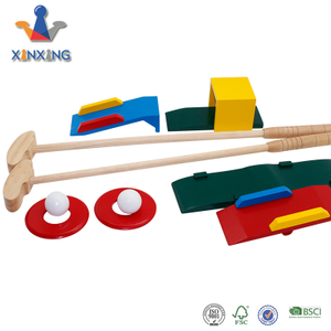 Children Kids Wooden Game Mini Golf Course Toy Set W/ Clubs, Balls, Holes, Obstacles, And Carry Bag