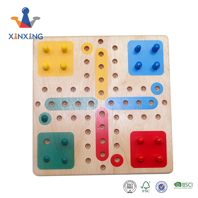 Wooden Ludo Board Game - Snakes and Ladders, 2 in 1 Reversible, 1-4 Players Family Dice Games Set for Kids, Adults, Classics Tabletop Version