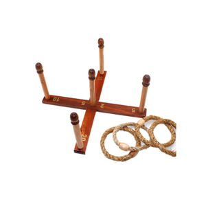 Wooden Throwing Ring Toss Game Set Free Carrying Bag, Easy Assembly And Storage