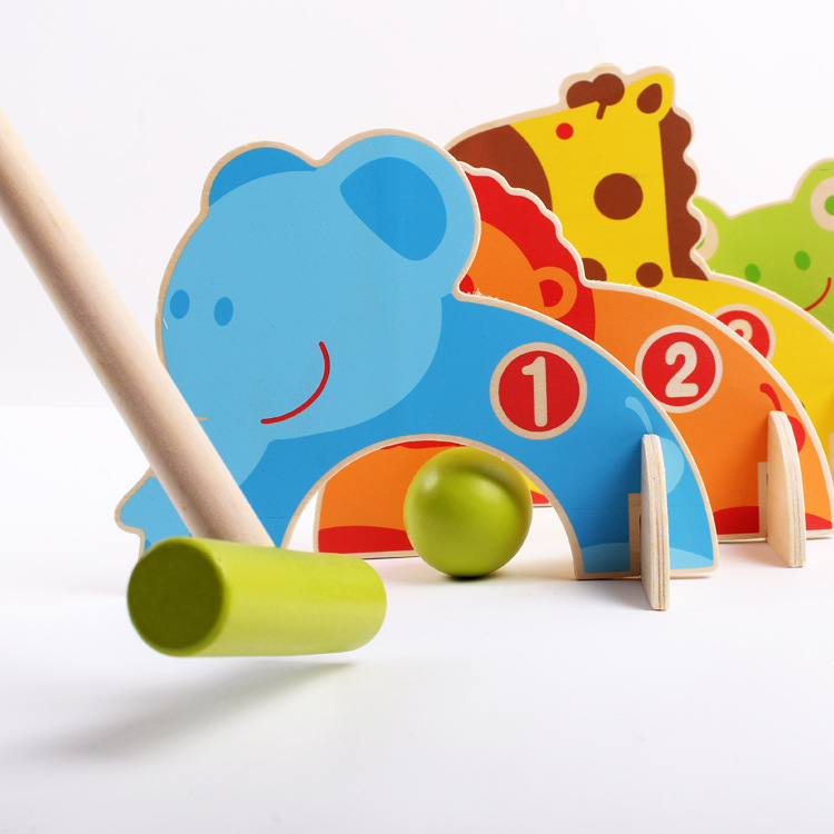 Animal Kawaii Wooden Croquet Set for Kids Mini Golf for Parent-Child Interaction Fun Play Indoor Outdoor Games for 6 7 8 9 Year