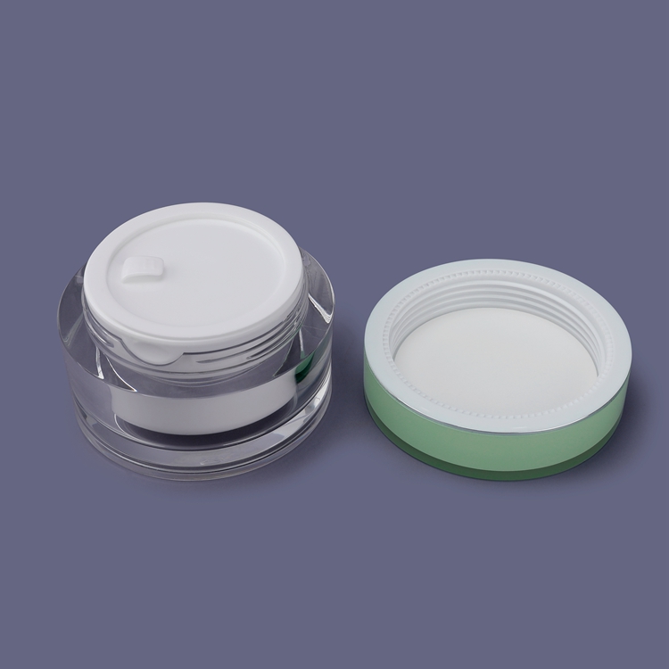 15mm 30mm 50mm Alta Qualidade Atacado Marca Própria Materiais Personalizados de Boa Qualidade Recarregável Biodegradável Substituível Parede Dupla Verde Acrílico Creme para os Olhos Recipiente Vazio