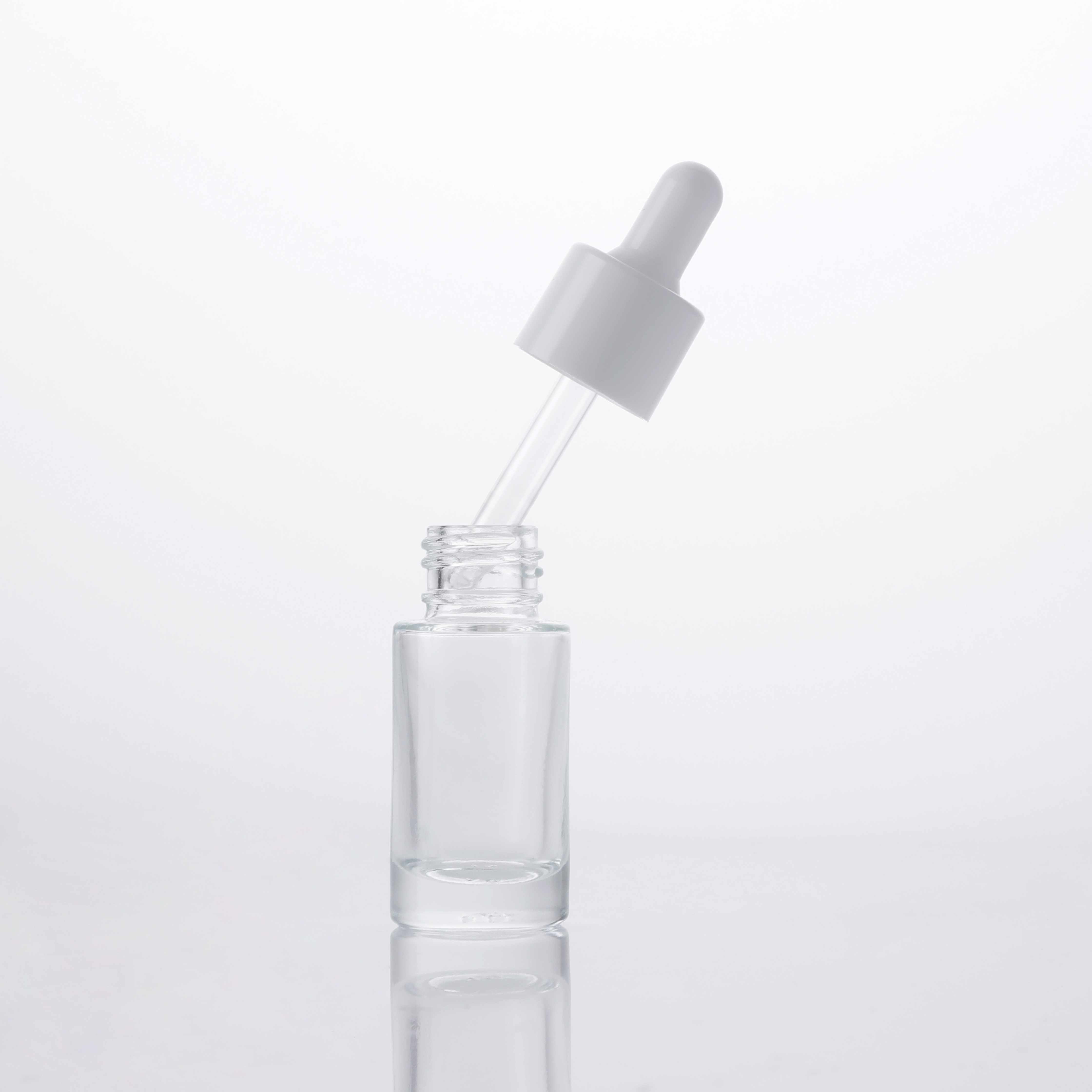 Empaquetado redondo transparente de lujo de la botella del cuentagotas del líquido de cristal del envase cosmético de 10ml 15ml 20ml 