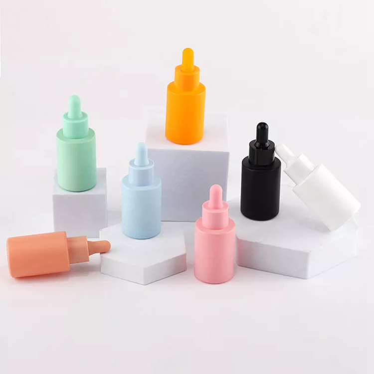 Wholesale Custom Logo Pink Blue 30ml Cosmetic Packaging Glass Serum White Dropper Bottle