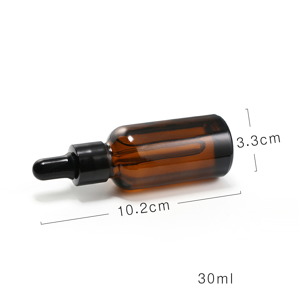 Botella cuentagotas de vidrio de aceite esencial de almacenamiento de loción de viaje portátil reutilizable de 5ml-100ml