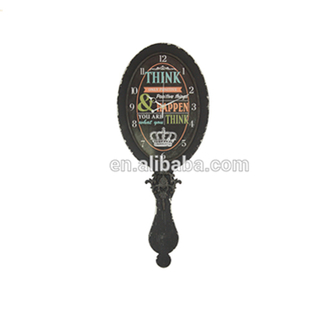 High Quality Retro Vintage Style Hand Grip Mirror Shape Metal Craft Clock