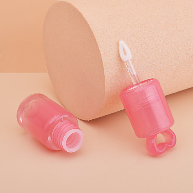 Tubo tamaño pequeño rosado transparente cuadrado personalizado del lustre del labio de la forma del corazón 3ml