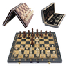 16" Wooden magnetic felted chess game set wooden chess board game interior storage chess pieces