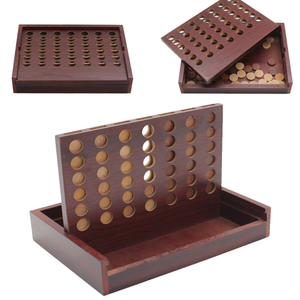 Wooden 4 in a Row Games - Four in a Row Wood Classic Family Fun Toys - Line Up 4 Board Games for Kids 10"*6.5"*1.5"