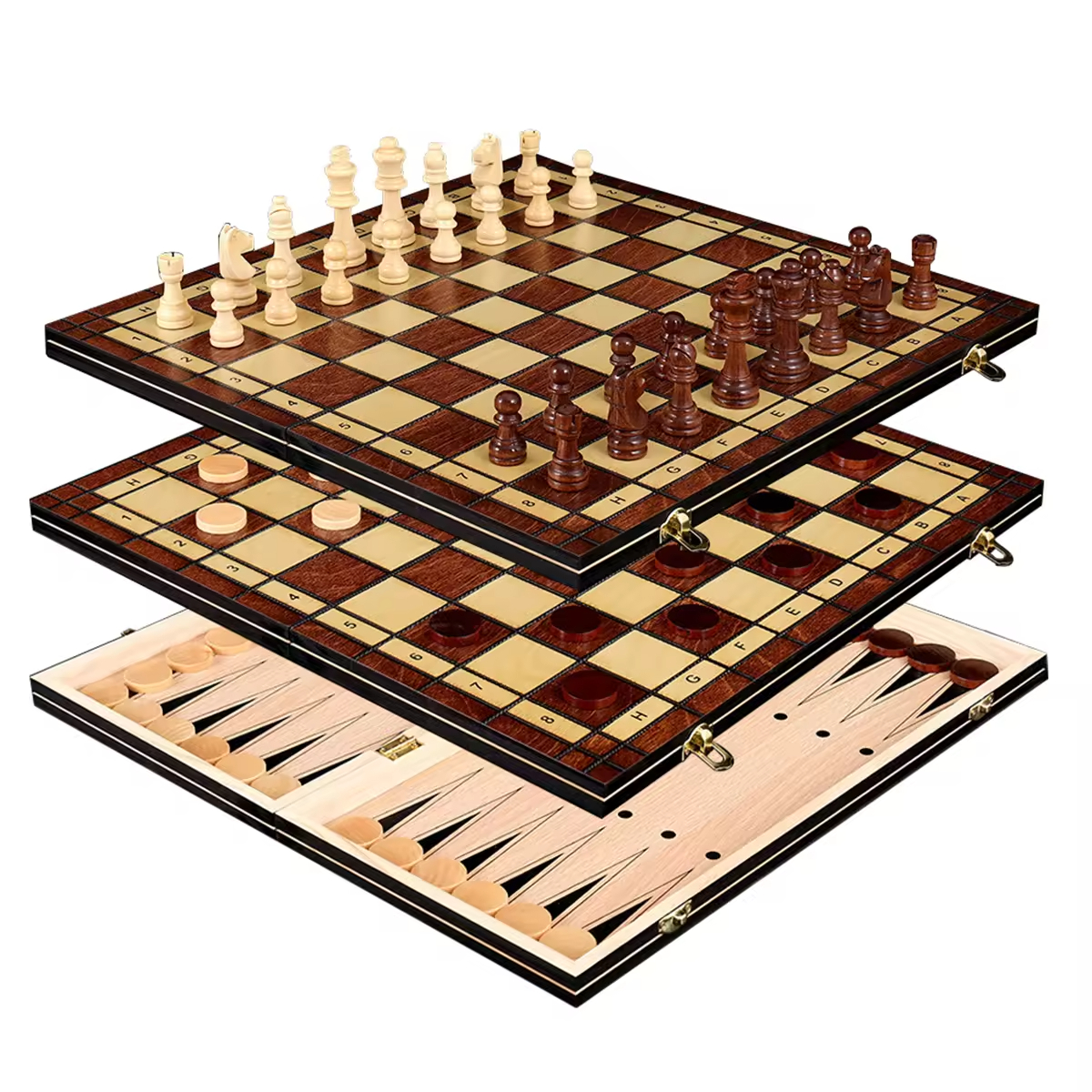 Multiple Sizes Available Luxury Wooden Chess And Backgammon Game Set Foldable Wooden Chess Set Board Game Handmade Portable