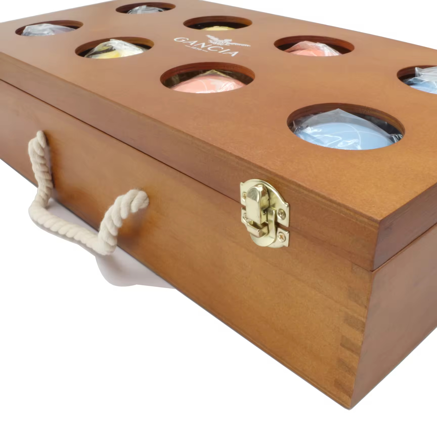 90mm Vintage Bocce Ball Set with 8 Balls Pallino Case Measuring Rope Wooden Carrying Box for Yard CN Plug Type