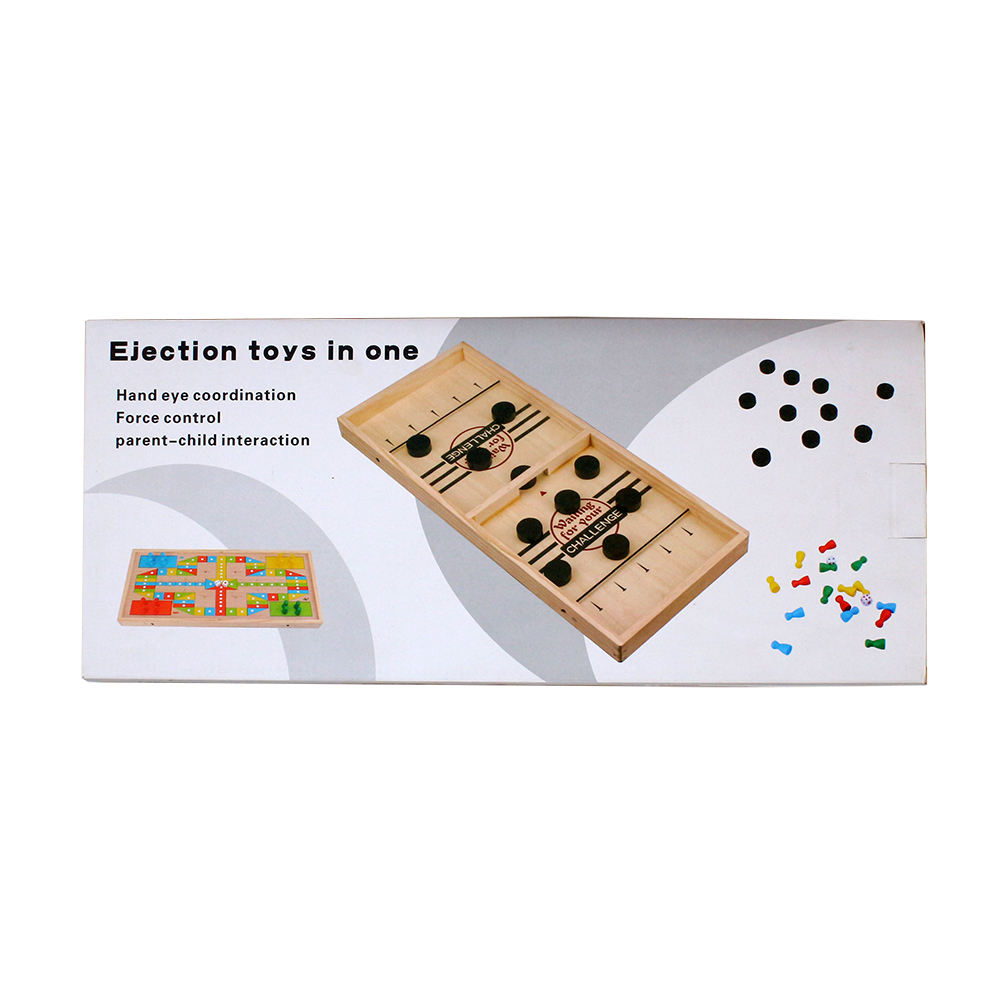 Wooden 2 in 1 Game Board Sling Puck Flying Chess Game Carpet Airplane Flight Chess Family Party Game Toy