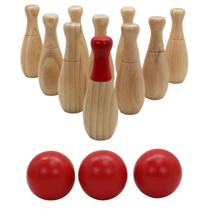  Backyard Lawn Bowling Game Family Fun for Kids and Adults 10 Wooden Pins, 2 Balls..