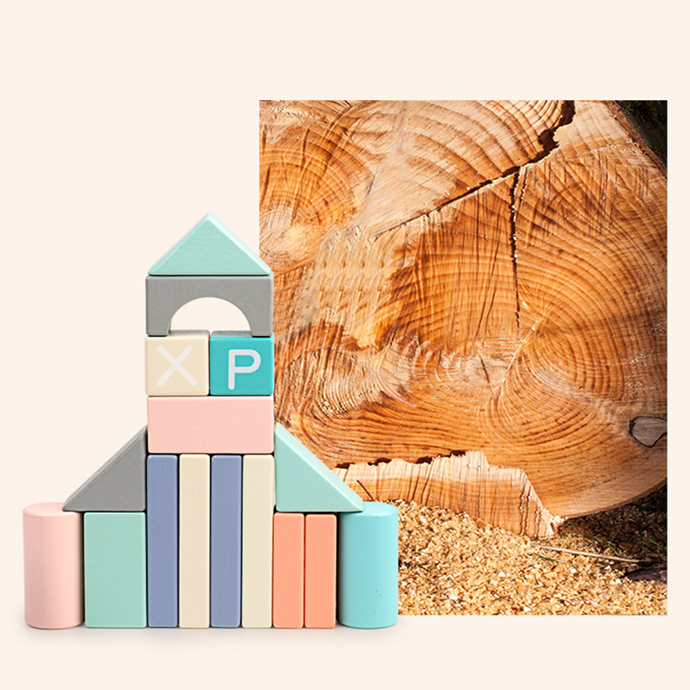 Kids Montessori Wood Block Toys Intelligence Toys Building Blocks Educational Toys Alphabet Letter Blocks Box