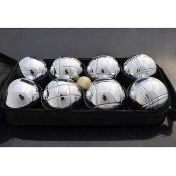 Bocce Ball Set 73mm Petanque Boules French Balls with 8 Silver Balls and Carry Bag for Outdoor Garden Beach Games.