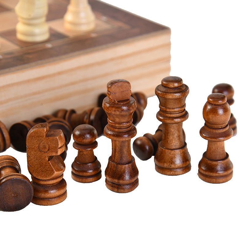  Chess Checkers Backgammon 3-in-1 Board Games Sets Lightweight Wooden Chess Sets Board Game