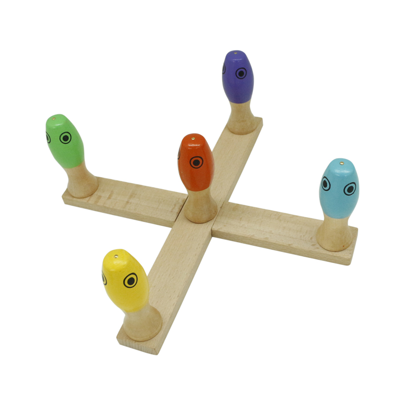 3 in 1 Ring Toss Game Wooden Fishing Game Bowling Toys Set Wood Game Set