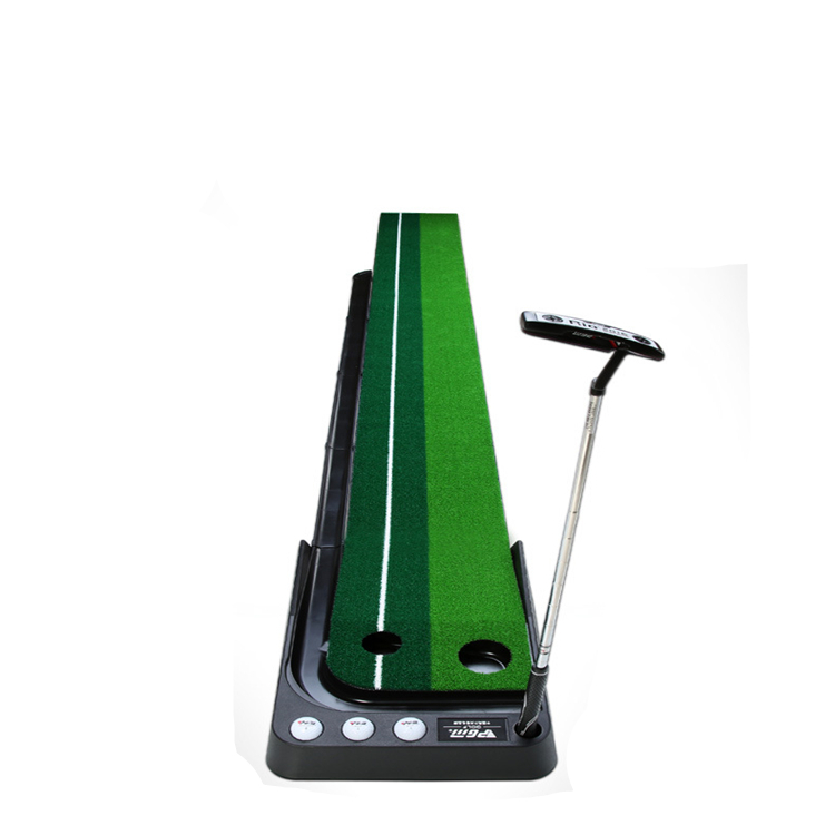 Wood Golf Putting Green Mat with Auto Ball Return System Mini Golf Game Practice Equipment and Golf Gifts for Men Home Office Backyard Indoor Outdoor