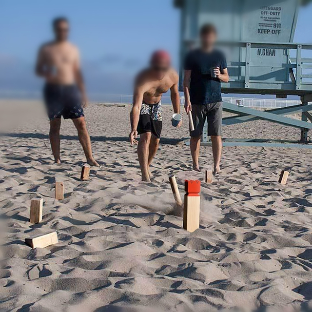 Solid wooden kubb game Viking Chess with Red Head for Outdoor Game