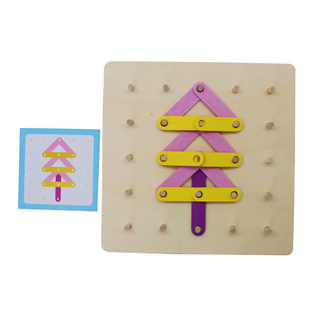 Wooden Montessori Nail Board Jigsaw Alphabet Puzzle Numbers Educational Learning Board for 3+ Years Old Preschool toy