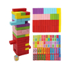 52PCs Tumbling Tower and Domino Game in One Animal and Fruit Blocks Stack and Tumble Stacking Balancing Game Travel Set A Die