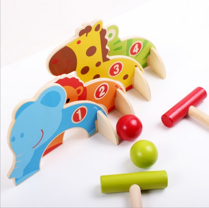 Animal Kawaii Wooden Croquet Set for Kids Mini Golf for Parent-Child Interaction Fun Play Indoor Outdoor Games for 6 7 8 9 Year