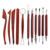 11pcs Red Wooden Handle Pottery and Clay Tool Kit