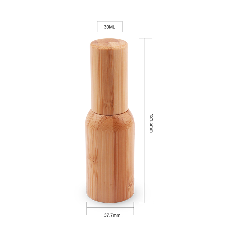 Champú cosmético de bambú de plástico Biodegradable de 30 ml botella de spray de niebla fina de plástico PP con tapa de bambú