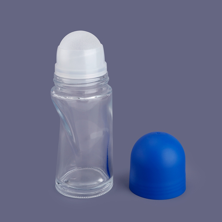 Il nuovo logo personalizzato di lusso squisito e colore 50 ml Diametro sfera 28,6 mm Altezza 110 mm Olio essenziale trasparente vuoto Antitraspirante Rotolo ricaricabile su bottiglia di vetro per profumo