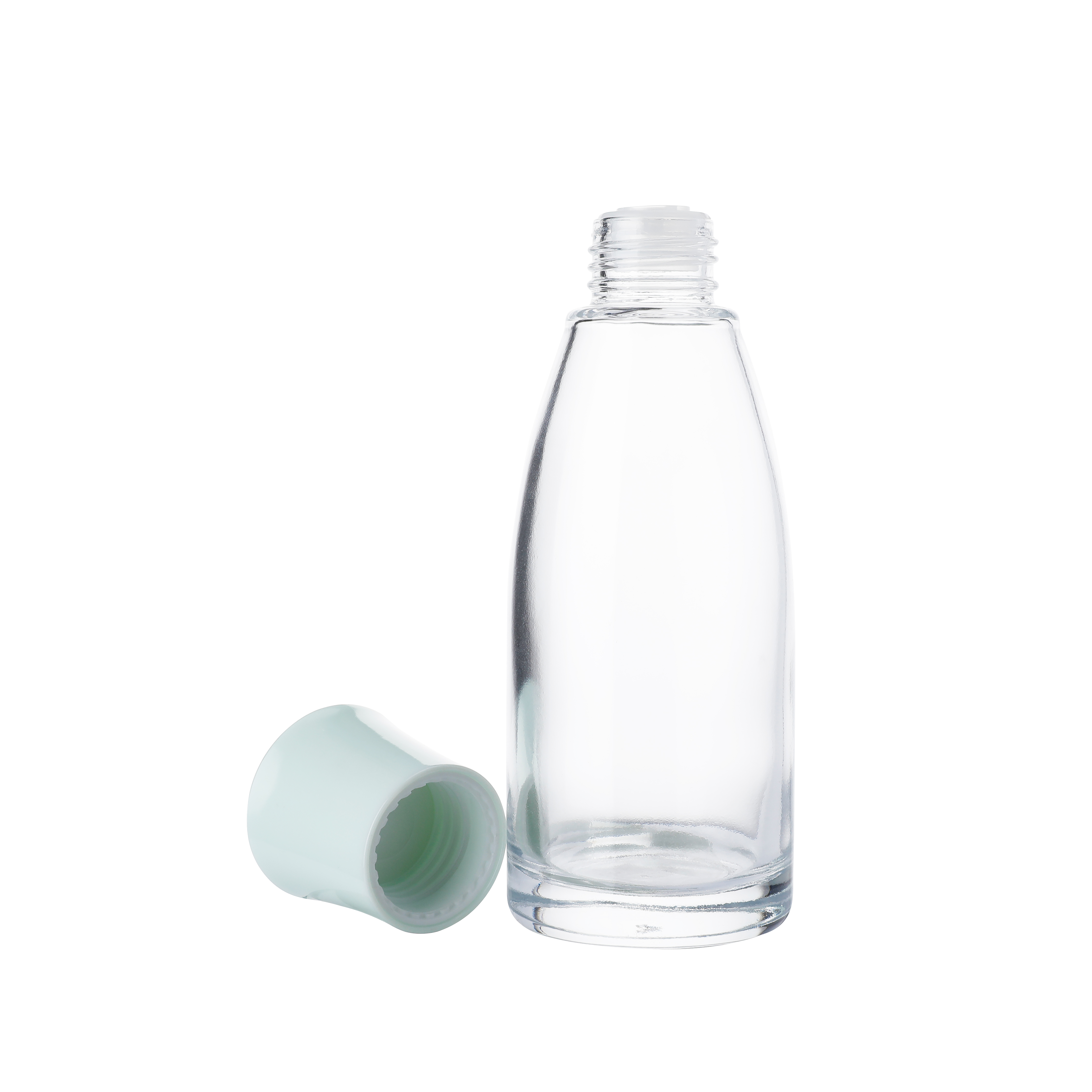 Etiqueta personalizada ecológica de alta qualidade e volume 30ml 50ml 100ml 120ml tampa de rosca transparente multiuso vazio creme líquido perfume frascos de vidro vazios com tampas