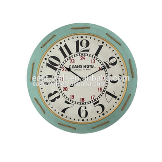 New Vintage Art Round Wood Wall Clock Retro Lighted Country Style Digital Wall Clocks for Livingroom