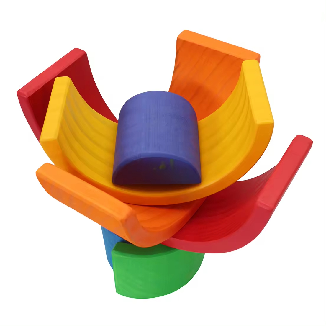 12-Piece Wooden Rainbow Stacker DIY Toy Bright Colors Building Blocks for Unisex Baby Toy Stacking Game.