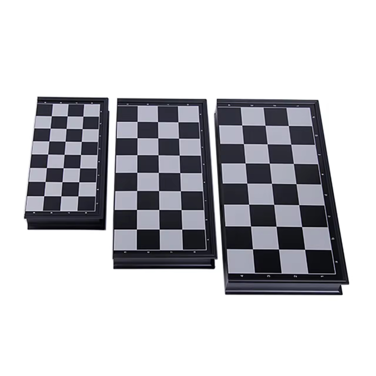 9.7"/12.6"/14" Magnetic Chess set with Folding Board Travel for Children and Adults Plastic Chess Case Glod and Silver Colored.