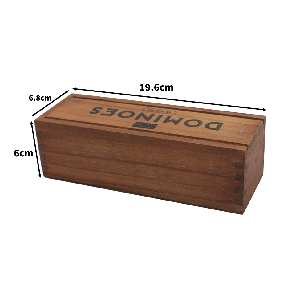 28 Tiles Double 6 Dominoes (Pips/Dots) Game Set - Jumbo Tournament Size Dominos with Dark Oak Wood Case