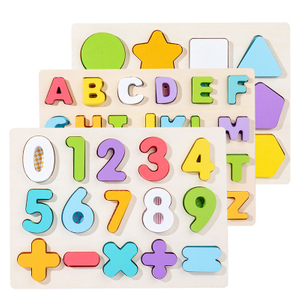 Wooden Alphabet Puzzle Letters Numbers Shape Educational Learning Blocks Board Toys for 3+ Years Old Preschool Montessori Toy
