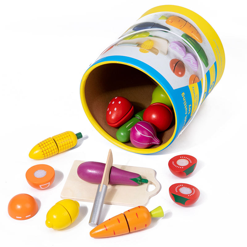 Wooden Fruit Vegetable Food Cutting Toy Kids Kitchen Set Pretend Play Plastic Fruit and Vegetable