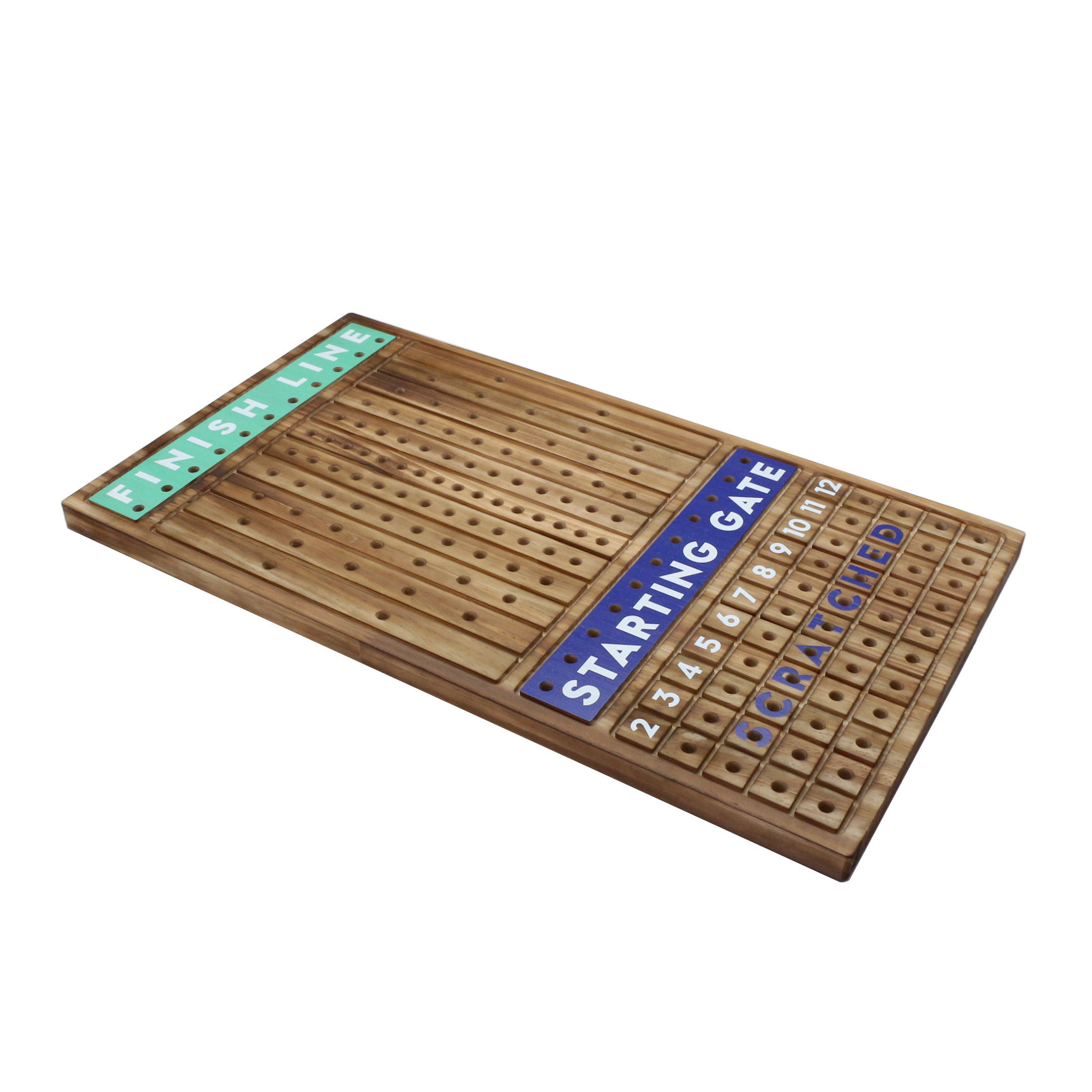 21 inches Solid Wood with 11 Metal Horses with 4 Dice and 2 Cards Finish Line Horse Racing Game Horse Race Board