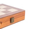 25-Year Manufacturer's Unisex Wooden Chess Checkers SET 15" Magnetic Folding Board 3" King Height Pine Wood Pieces Vintage.