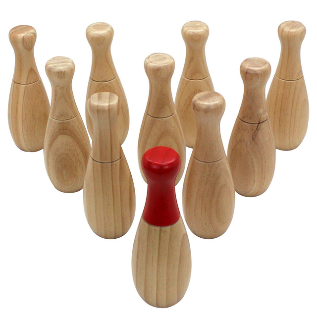  Backyard Lawn Bowling Game Family Fun for Kids and Adults 10 Wooden Pins, 2 Balls.