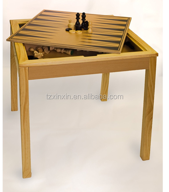wooden inlaid 3 in 1 chess table ,family game set.