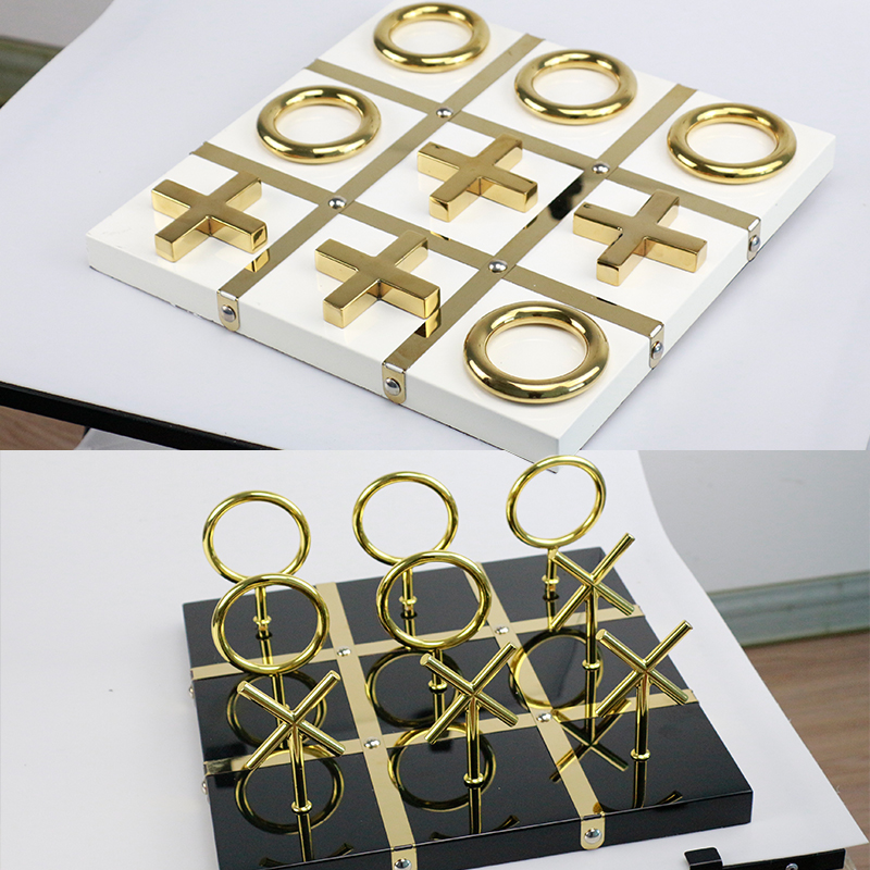  Custom Metal Tic Tac Toe Set Gold 13" x 13"